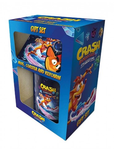 Zestaw prezentowy Crash Bandicoot - Najwyższy czas: kubek, podkładka, brelok